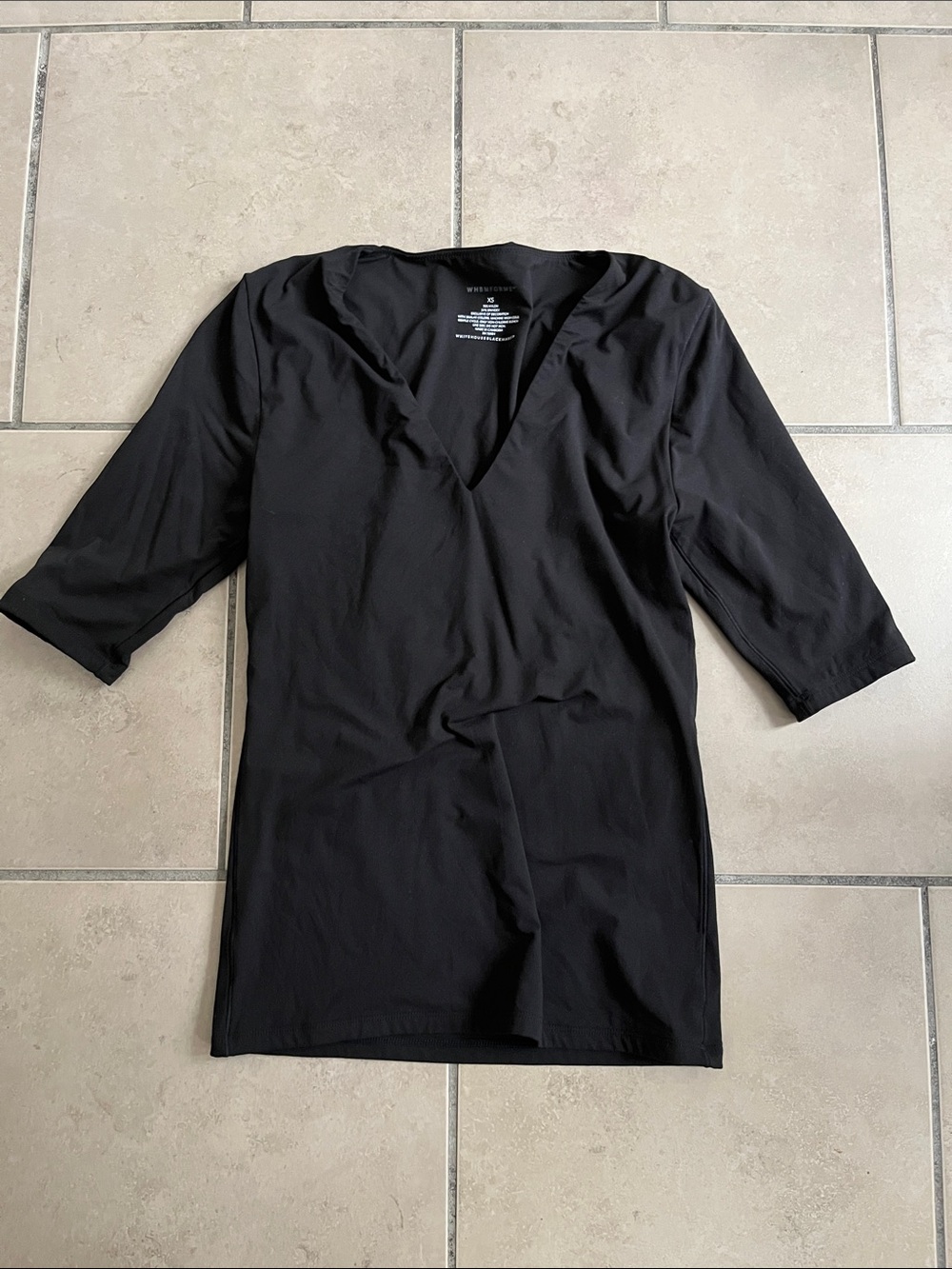 White House Black Market Black V-Neck Short Sleeve Top